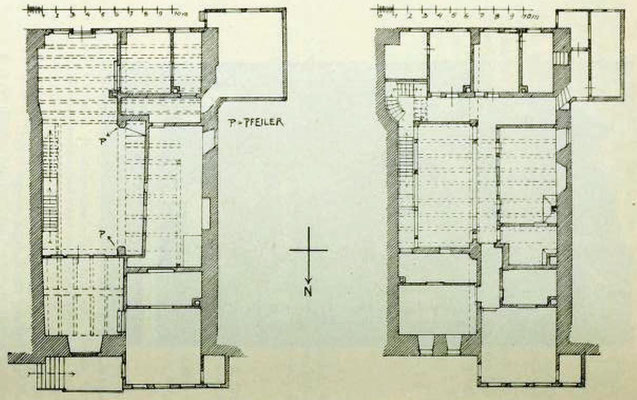 Bild 1: Grundriß des Erdgeschoßes sowie des 1. Geschoß