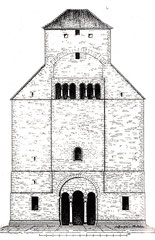 Ehemalige romanische Westfront der Andreaskirche